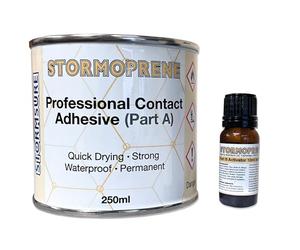 Stormoprene Contact Adhesive (250ml) - With 10ml Activator for Hypalon Repairs - Fast Curing, High Strength Adhesive to Bond Almost Anything