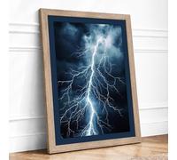 Storm's Fury Modern Framed Wall Art Print A1 (84.1×59.4cm) Oak, Wall Decor for Living Room, Bedroom, Office & Home, Ready to Hang, Art Gift