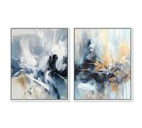 Storm's Whispers Framed Canvas Print Blue Wall Decor Set by Art Remedy, White Frame, 16 x 20