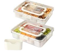 Stormshopping 2 Pack Snack Box with Compartments, Plastic Divided Snack Tray with Lid for Food Container, 8 Removable Compartment Snackle Box Organizer for Charcuterie Candy, Fruits, Snacks, Nuts