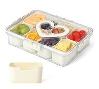 Stormshopping Snack Box with Compartments Tray, Plastic Divided Snack Tray with Lid for Food Container, 8 Removable Compartment Snackle Box Organizer for Charcuterie Candy, Fruits, Snacks, Nuts
