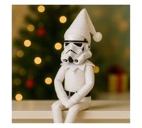 Stormtroop-er On A Stoop Christmas Elf Doll,Collectible Inspired Elf Figurine,Funny Holiday Decoration,Figurine Elf,Stocking Stuffer & Gift for Fans (White)