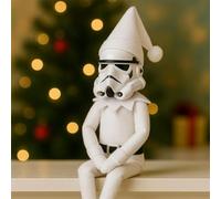 Stormtroop-er On A Stoop Christmas Elf Doll,Collectible Inspired Elf Figurine,Funny Holiday Decoration,Figurine Elf,Stocking Stuffer & Gift for Fans (Red)