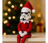 Stormtrooper On A Stoop Christmas Elf Doll, Funny Holiday Decoration, Collectible Inspired Elf Figurines, Stocking Stuffer & Gift for Fans (red)