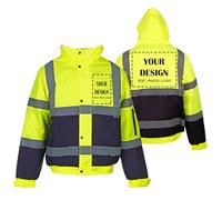 Stormway High Visibility Custom Bomber Jacket - Reflective, Personalized Safety Workwear, Fluorescent, Waterproof, Class 3 Hi-Vis Outdoor Gear for Men and Women, Ideal for Work, Safety & Security Use