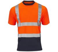 Stormway High Visibility T-Shirt, UV Protected, EN ISO 20471, Breathable Polyester, Hi Vis Workwear, Outdoor & Construction, Orange/Navy, L.