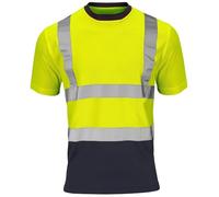 Stormway High Visibility T-Shirt, UV Protected, EN ISO 20471, Breathable Polyester, Hi Vis Workwear, Outdoor & Construction, Yellow/Navy, L.