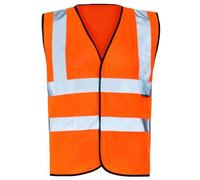 Stormway High Visibility Velcro Vest - Orange Reflective Safety Waistcoat, Hi Viz Work & Utility Jacket, Neon Security Clothing for Running, Hi-Vis PPE, Fluorescent Construction and Outdoor Wear