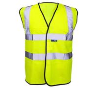 Stormway High Visibility Velcro Vest - Yellow Reflective Safety Waistcoat, Hi Viz Work & Utility Jacket, Neon Security Clothing for Running, Hi-Vis PPE, Fluorescent Construction and Outdoor Wear