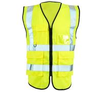 Stormway High Visibility Zip Vest - Yellow Reflective Safety Waistcoat, Hi Viz Work & Utility Jacket, Neon Security Clothing for Running, Hi-Vis PPE, Fluorescent Construction and Outdoor Wear