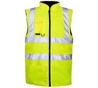 Stormway Mens Hi Vis Visibility Reversible Reflective Bodywarmer Fleece Lined Safety Workwear Gilet Vest (Yellow, XL)