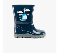 StormWells Kids Helicopter Navy Blue Grey Wellingtons Boots - Navy Blue/Pale Grey PVC, Small Kids UK 7 / EU 24