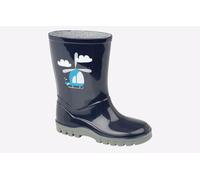 StormWells Kids Helicopter Navy Blue Grey Wellingtons Boots - Navy Blue/Pale Grey PVC, Small Kids UK 3 / EU 19