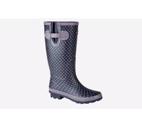 Stormwells Dot Polka Womens (Extra Wide) | Wellingtons | Mauve Polka Dot/Navy | UK Size 8