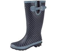 Stormwells DOTTY Ladies Rubber Wellington Boots Pale Blue Polka Dot/Navy UK 6