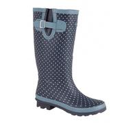 Stormwells DOTTY Womens Rubber Wellington Boots Pale Blue Polka Dot/Navy - Size UK 4