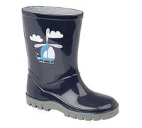 Stormwells Helicopter Wellingtons Kids | Slip On Shoes | Navy Blue/Grey | UK Size 6