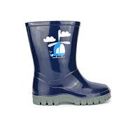 StormWells Kids Helicopter Navy Blue Grey Wellingtons Boots - Navy Blue/Pale Grey PVC, Small Kids UK 9 / EU 26