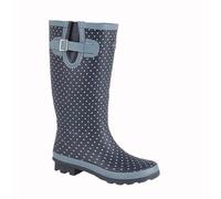 Stormwells DOTTY Ladies Rubber Wellington Boots Pale Blue Polka Dot/Navy UK 6