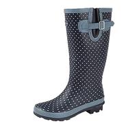 Stormwells ® Ladies Wide Calf Wellies Wellington Boots Plus Extra Comfort Memory Foam Insoles Sizes UK 3-9 (8 UK, Pale Blue Polka Dot)