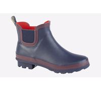 StormWells Womens Waterproof Ankle Wellington Boots With Textile Lining And Rubber Sole Navy/Red 9 UK