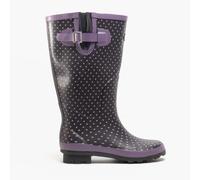 W404M-9 Navy / Mauve Polka Dot Wellies