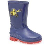 StormWells PUDDLE Boys Digger Wellington Boots Navy Blue/Red