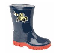 Boys Infant Navy Wellington Boot with Yellow Digger Motif 7 (25)