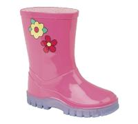 Girls Infant Pink Wellington Boot with Flower Motif 8 (26)