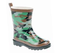StormWells Neil Camouflage Ankle Water Proof Wellingtons Boots - Green/Brown/Black Rubber, Small Kids UK 12 / EU 31