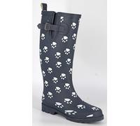Stormwells W274C Ladies Wellington Boots Navy Blue/Paw Print 6