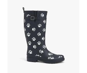 Stormwells W274C Ladies Wellington Boots Navy Blue/Paw Print