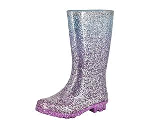 Stormwells W276LM Girls Junior Glitter Wellington Boots Lilac/Multicolour