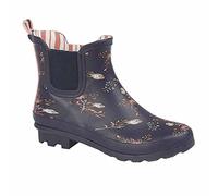 StormWells Womens Waterproof Ankle Wellington Boots with Textile Lining and Rubber Sole Navy 6 UK