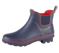 StormWells Womens Waterproof Ankle Wellington Boots With Textile Lining And Rubber Sole Navy/Red 8 UK