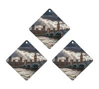 Stormy And Gloomy Weather Car Air Freshener, 3 Pcs Rhombus Hanging Air Freshener Cards, Long Lasting Fragrance Scented Cards for Car, Home, Office White-style