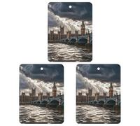 Stormy And Gloomy Weather Car Air Freshener, 3 Pcs Square Hanging Air Freshener Cards, Long Lasting Fragrance Scented Cards for Car, Home, Office Gray-style