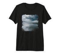 Stormy Beach Dark Sky Waves Moody Coast Scene Premium T-Shirt