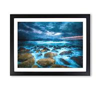 Stormy Evening In Wales Painting Modern Art Framed Print | A3 Black Framed Wall Art | Ready to Hang | Modern Landscape Picture | Living Room Bedroom Lounge Office