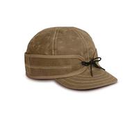 Stormy Kromer The Waxed Cotton Cap, Water-Resistant, 100% Cotton Duck, Pulldown Earband, Washable Wax for Outdoor Adventures, Sand, 7.125