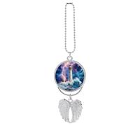 Stormy Lighthouse Funny Car Rear View Mirror Pendant Hanging Ornament Charms Backpack Car Accessories