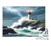 Stormy Lighthouse Scene 1000 Piece Eco-friendly Paper Classic Jigsaw Puzzle Jigsaw Collectors Fun Game Stress Relief Gifts 70x50cm/1000pcs