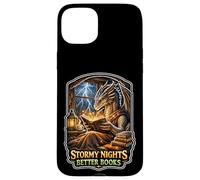 Stormy Night Cozy Dragon Reading Fantasy Creature Case for iPhone 15 Plus