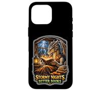 Stormy Night Cozy Dragon Reading Fantasy Creature Case for iPhone 16 Pro Max