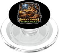 Stormy Night Cozy Dragon Reading Fantasy Creature PopSockets PopGrip for MagSafe