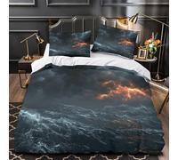 Stormy Ocean Comforter Cover 3D Design Printed Premium 3 Pcs Bedding Set Zipper dramatic Weather Scene Duvet Cover Super Soft Hypoallergenic for Kids Girls Boys Adults Women Teens Double（200x200cm）