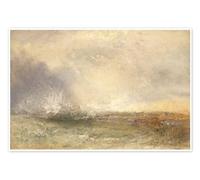 Stormy sea breaking on a shore Poster by Joseph Mallord William Turner 60 x 40 cm Beige Wall art Wall decor