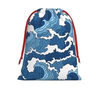Stormy Sea Drawstring Gift Bag Holiday Present Goody Bags For Xmas Party Reusable Storage Pouches