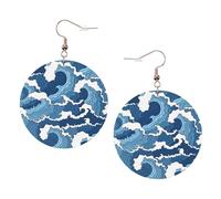 Stormy Sea Leather Round Earrings Daily Accessories Working At Work Women'S Fashion