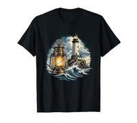 Stormy Sea Lighthouse Keeper Ocean Lantern T-Shirt
